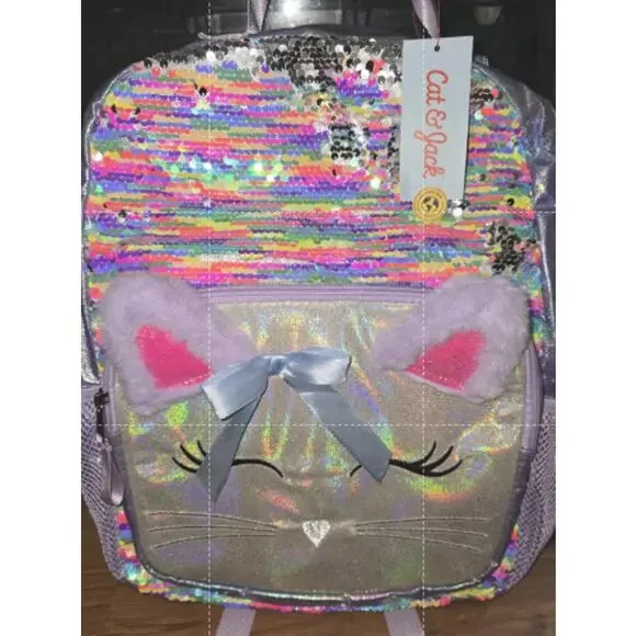NEW Cat & Jack™ Girls' 16" Flip Sequin Backpack UNICORN Cute BACK TO SCHOOL s23 - Picture 2 of 4